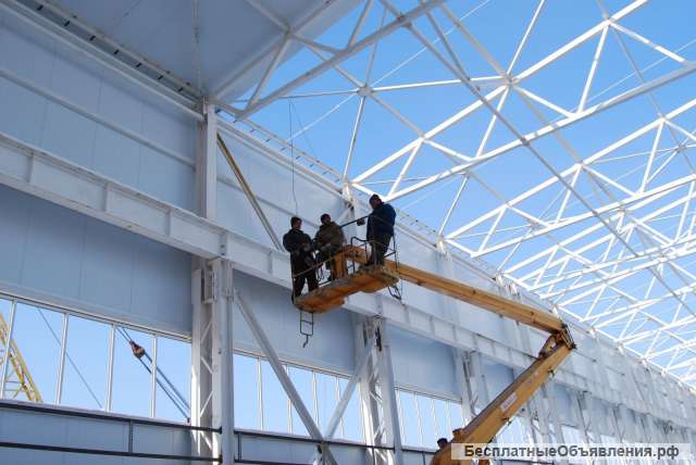 Монтаж металлоконструкций, сэндвич панелей, ангаров, строительство