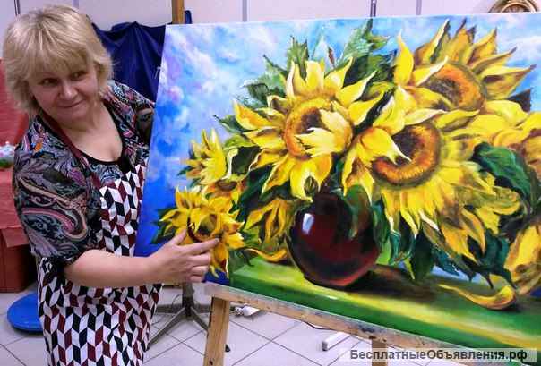 Картина маслом на холсте "Подсолнухи счастья". 100х60. Современная живопись