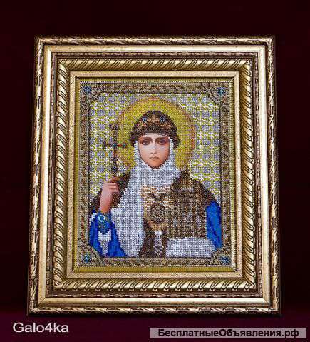Икона вышитая бисером " Святая Ольга"