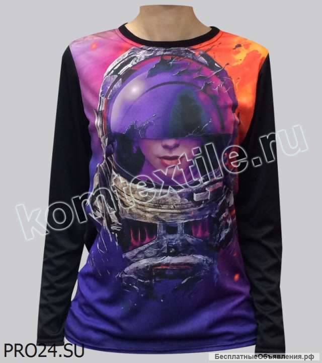 Лонгслив женский 3D "Космонавтка" 44