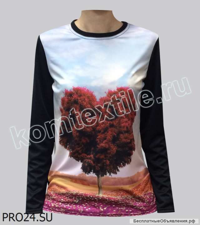 Лонгслив женский 3D "Red Heart Tree" 46