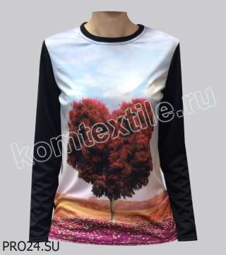 Лонгслив женский 3D "Red Heart Tree" 46