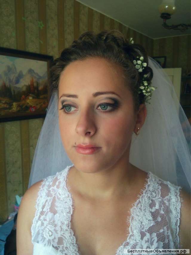 Прическа и макияж на свадьбу от выездной студии