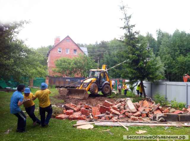 Спил деревьев. Расчистка участка. Снос старого дома