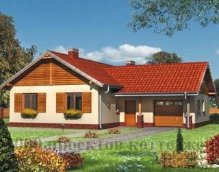 Одноэтажный кирпичный дом в стиле кантри с гаражом