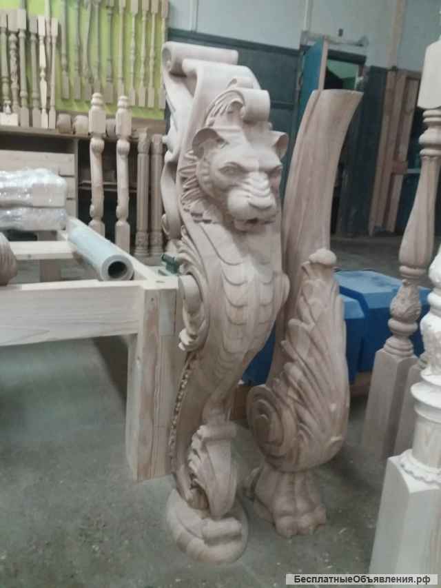 Резные столбы для лестниц, балясины из дуба, бука и сосны