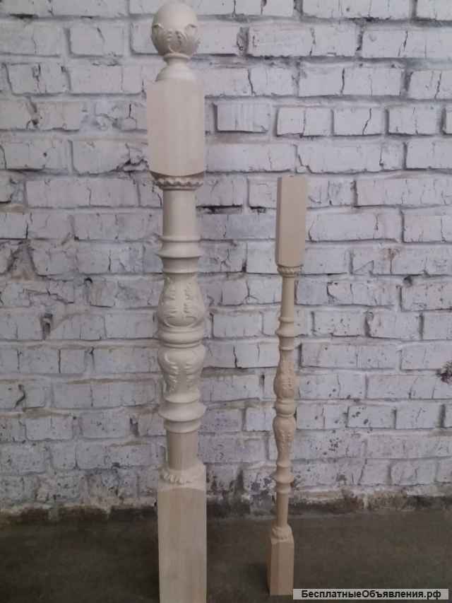 Резные столбы для лестниц, балясины из дуба, бука и сосны