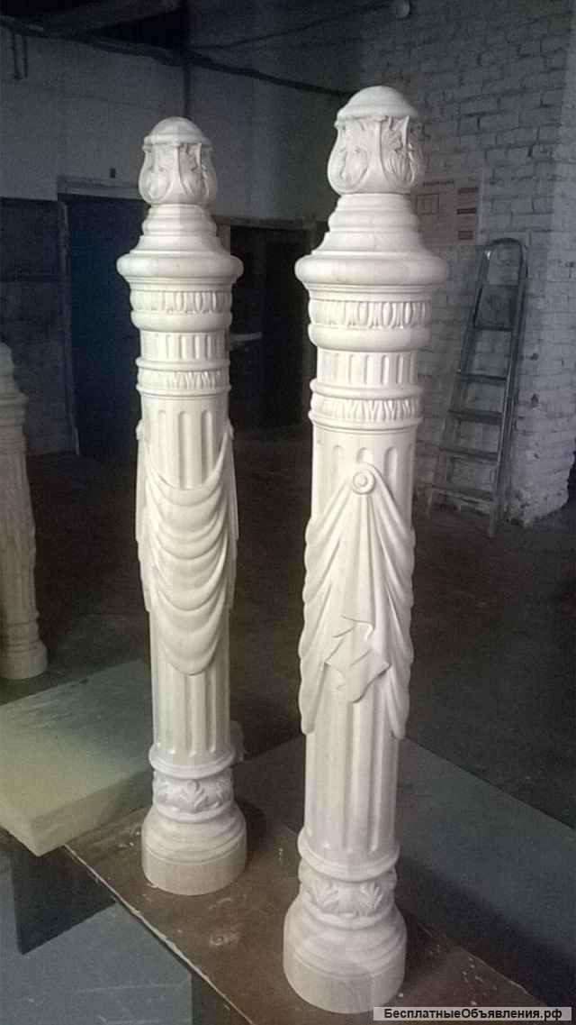 Резные балясины и столбы для лестниц из дерева