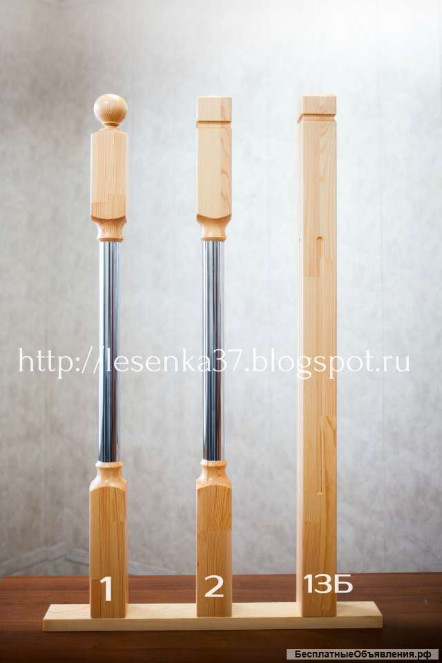 Комбинированные балясины металл - дерево для лестниц