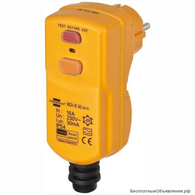 Вилка с УЗО BDI-S 30 IP55 Brennenstuhl 1290670