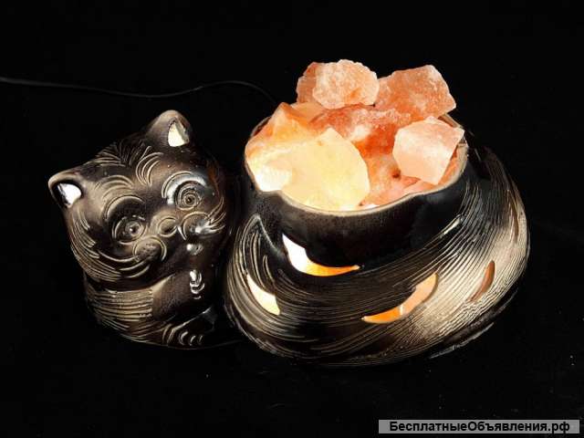 Соляная лампа Salt lamp Кошка