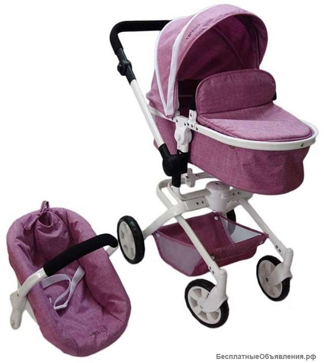 Коляска-трансформер с автолюлькой VIP Toys A22 розовая