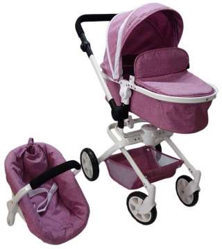 Коляска-трансформер с автолюлькой VIP Toys A22 розовая