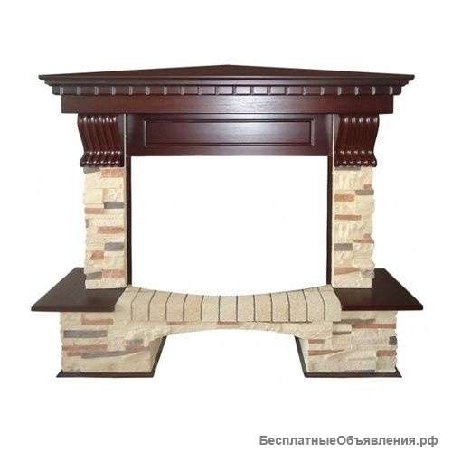 Портал угловой под классический очаг Royal Flame Pierre Luxe (сланец, темный дуб)