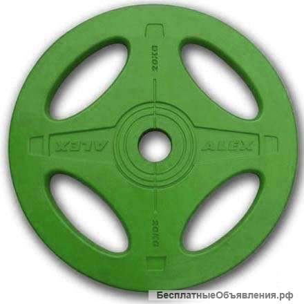 Олимпийский обрезиненный диск ALEX P-RO-10K