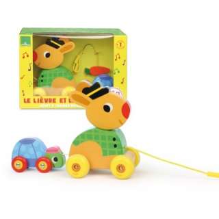 Каталка с веревочкой Vilac Зайчик и Черепашка