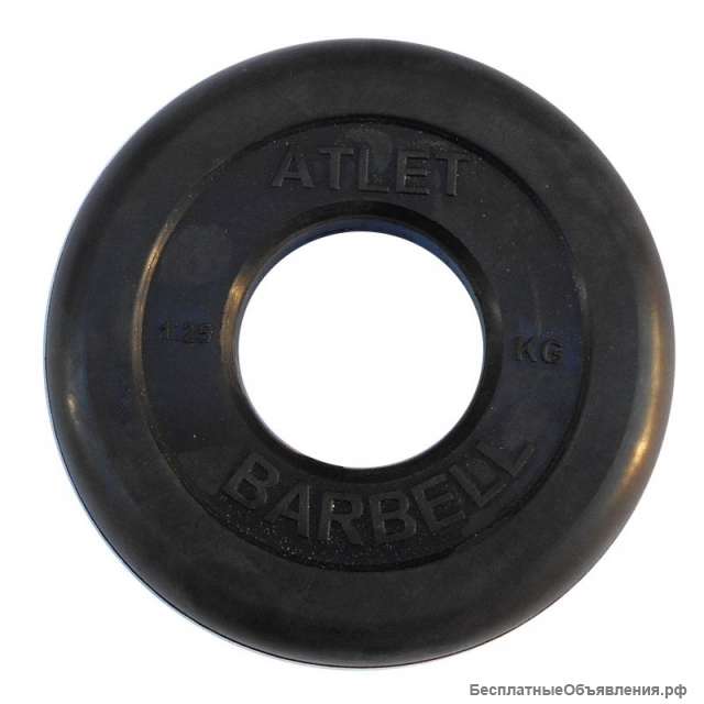 Диск обрезиненный, чёрного цвета, 51 мм, 1,25 кг Atlet
