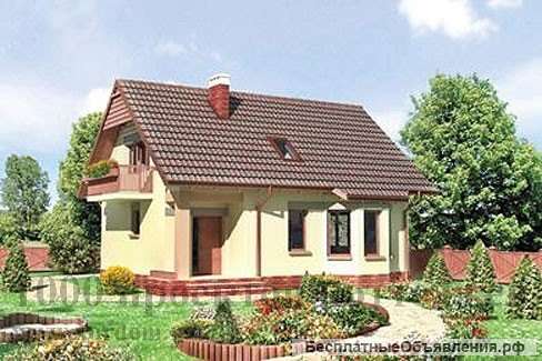 Проект дома 9,8 на 9,8 м из кирпича с мансардой и эркером