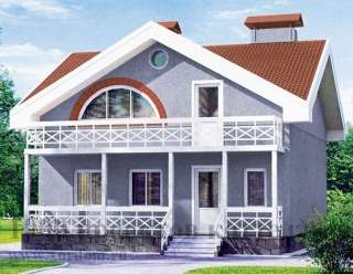 Проект кирпичного дома в скандинавском стиле с мансардой