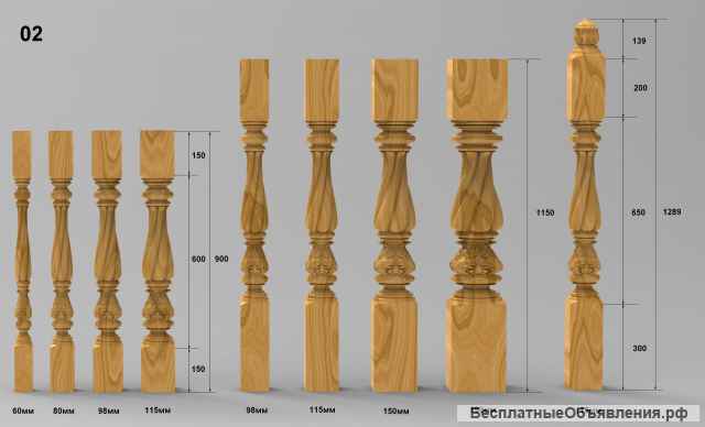 Резные балясины из ясеня и дуба