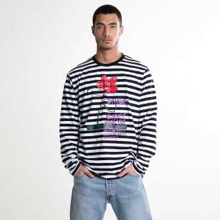 Футболка с длинным рукавом STUSSY Flower Stripe LS Crew Black