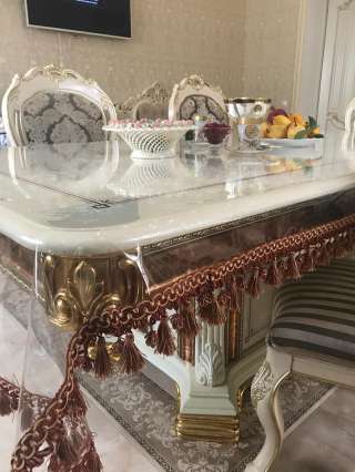 Празрачная скатерть с бахромой на заказ