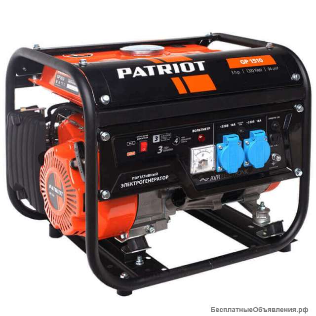 Бензиновый генератор Patriot GP-1510. Мощность 1.0/1.2 кВт