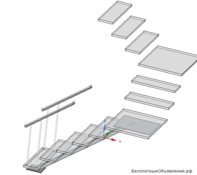 Проект проектирование лестниц из бетона стекла дерева металла полипропилена ПП полиэтилена ПНД