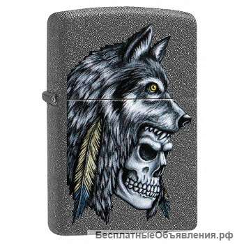 Зажигалка Zippo 29863 Wolf Skull Feather