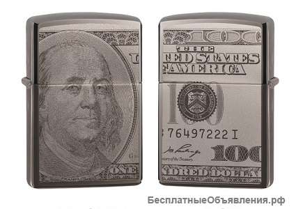 Зажигалка Zippo 49025 Currency 100 Dollar Design