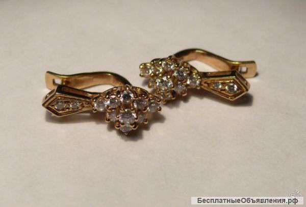 Золоты серьги с бриллиантами