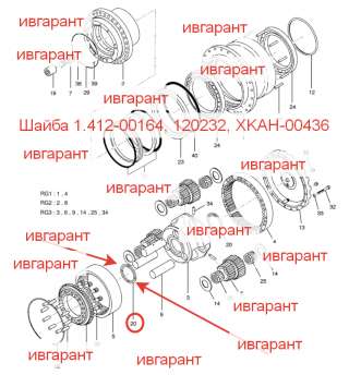 XKAH-00436, 1.412-00164, 120232 Кольцо упорное Doosan Solar 225LC-V