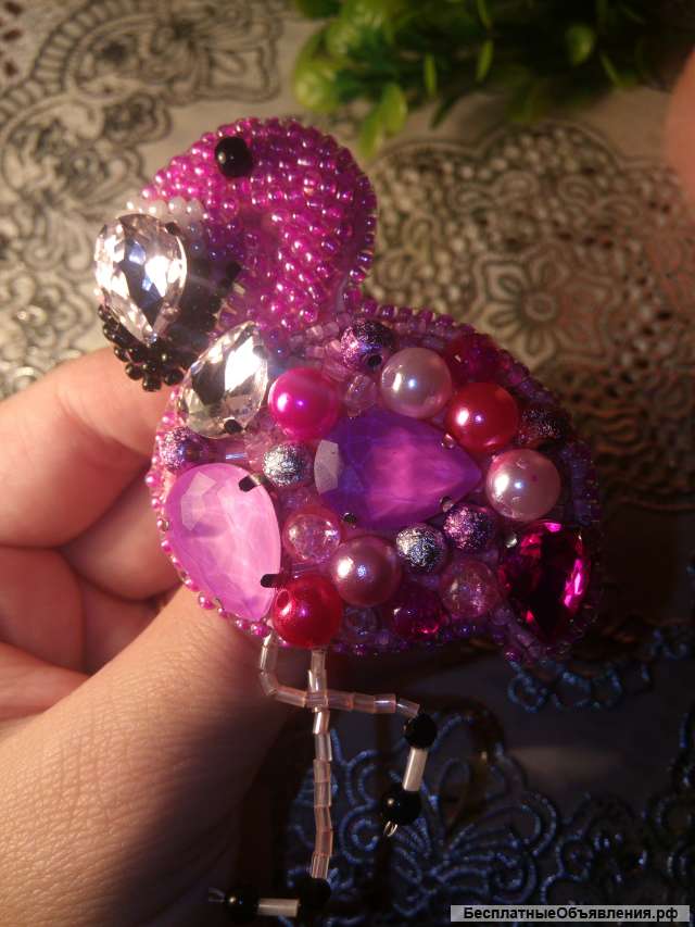 Брошь "Розовый фламинго"