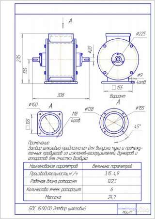 Затвор шлюзовый бпс