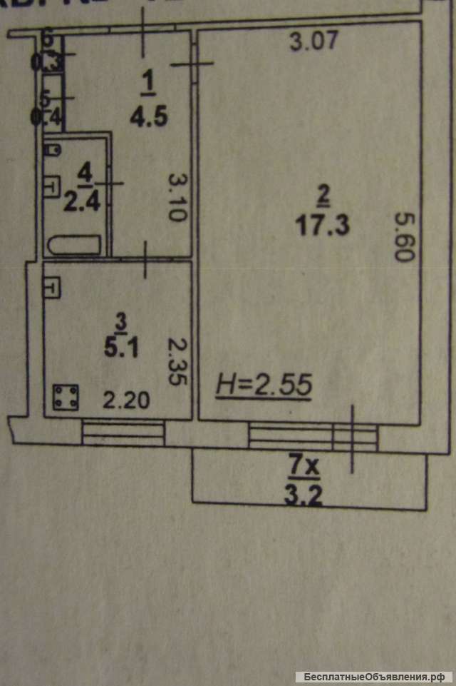 1 комн. кв-ру, п. Чкалова, ул. Вятская, 7/9п; 31/17/6 Цена 1700000