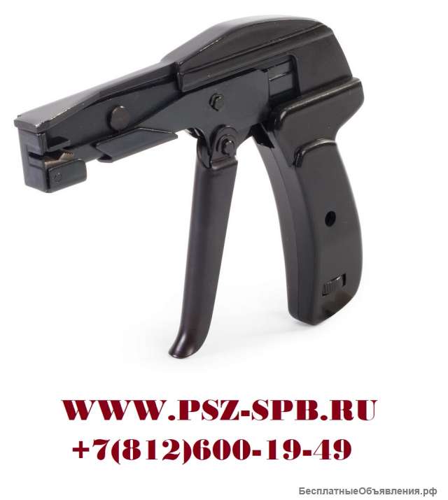 Инструмент для монтажа нейлоновых стяжек с регулятором усилия затяжки и автоматической обрезкой