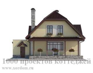 Проект двухэтажного кирпичного дома с гаражом и террасой