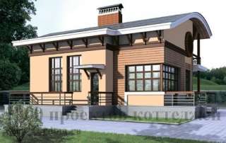 Дом из кирпича с тиле модерн с мансардой и волнообразной крышей