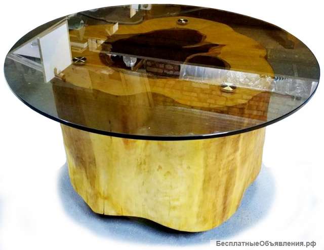 Столик журнальный на колёсиках, с подсветкой. Дуб.