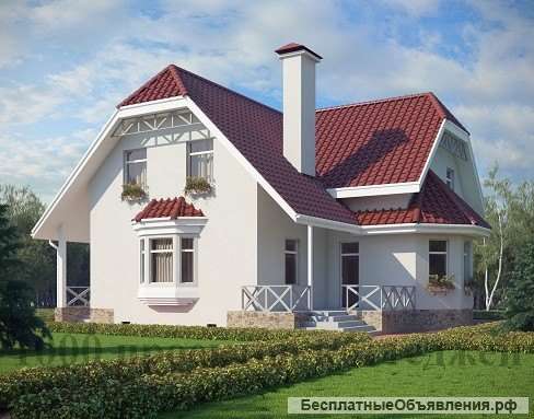 Двухэтажный кирпичный дом на 165 кв. м с эркером.