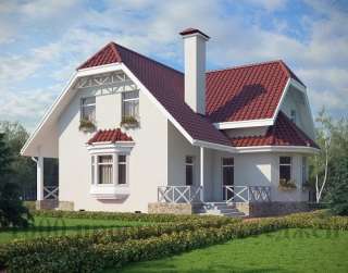 Двухэтажный кирпичный дом на 165 кв. м с эркером.