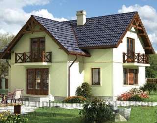 Двухэтажный кирпичный дом в стиле кантри оригинальной формы