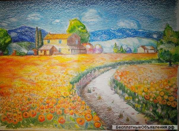 Рисунок акварельными карандашами