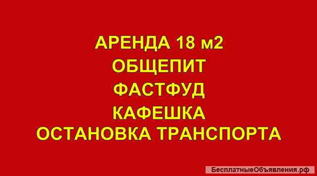 Аренда под Общепит в центре 18 м2.Огромный проходняк