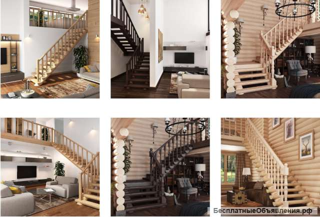Деревянная лестница на второй этаж от Компании "Русский Дом Миасс"