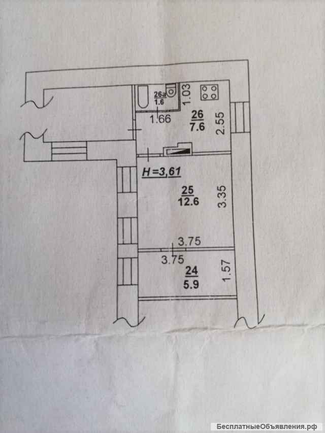 2 комн. кв-ра, Нахичевань, 24 линия, 2/3 кирп; 30/20/8 Цена: 2000000