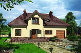 Оригинальный проект кирпичного дома с комнатой над крыльцом