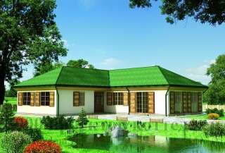 Одноэтажный кирпичный дом в стиле американского ранчо