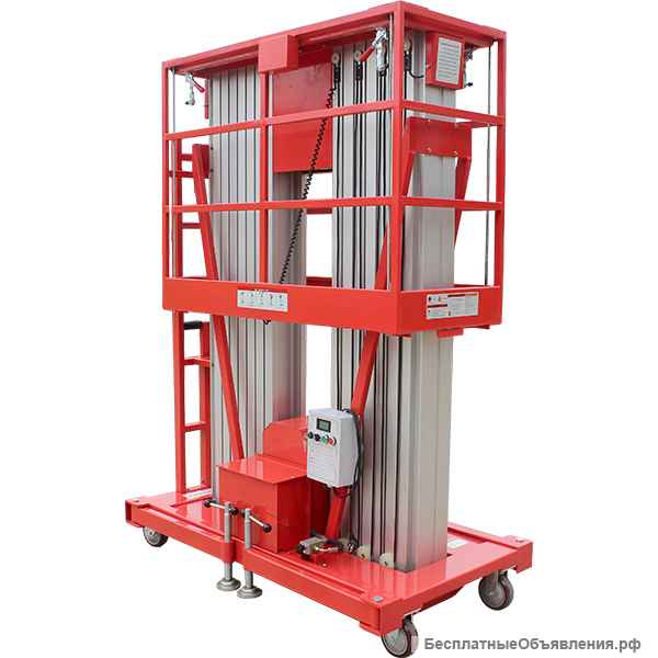 Телескопический двухмачтовый подъемник с аккумулятором GROST Double 0.2-12 (DC/АС)