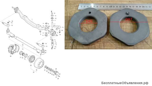 Гайка ступицы передней Daewoo Novus (9,5T) M48 (45*97*12)